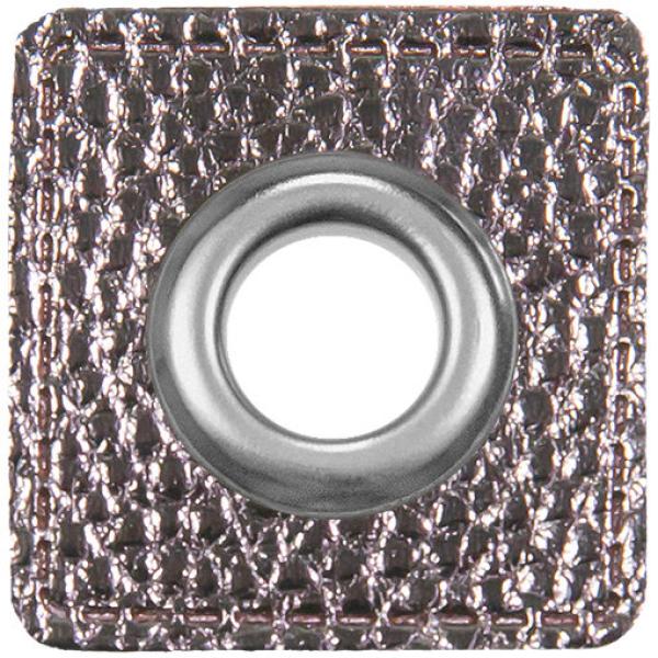 Ösen-Patches Silbergrau Metallic Breite 32 mm ,Höhe 32 mm , Ø 10 mm